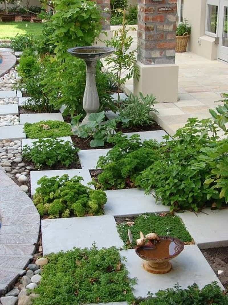 Chess board-style flower bed