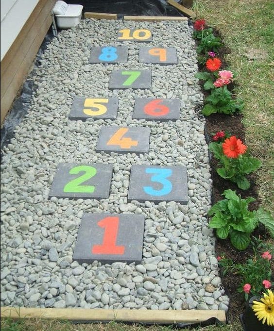 DIY numbered stepping stones