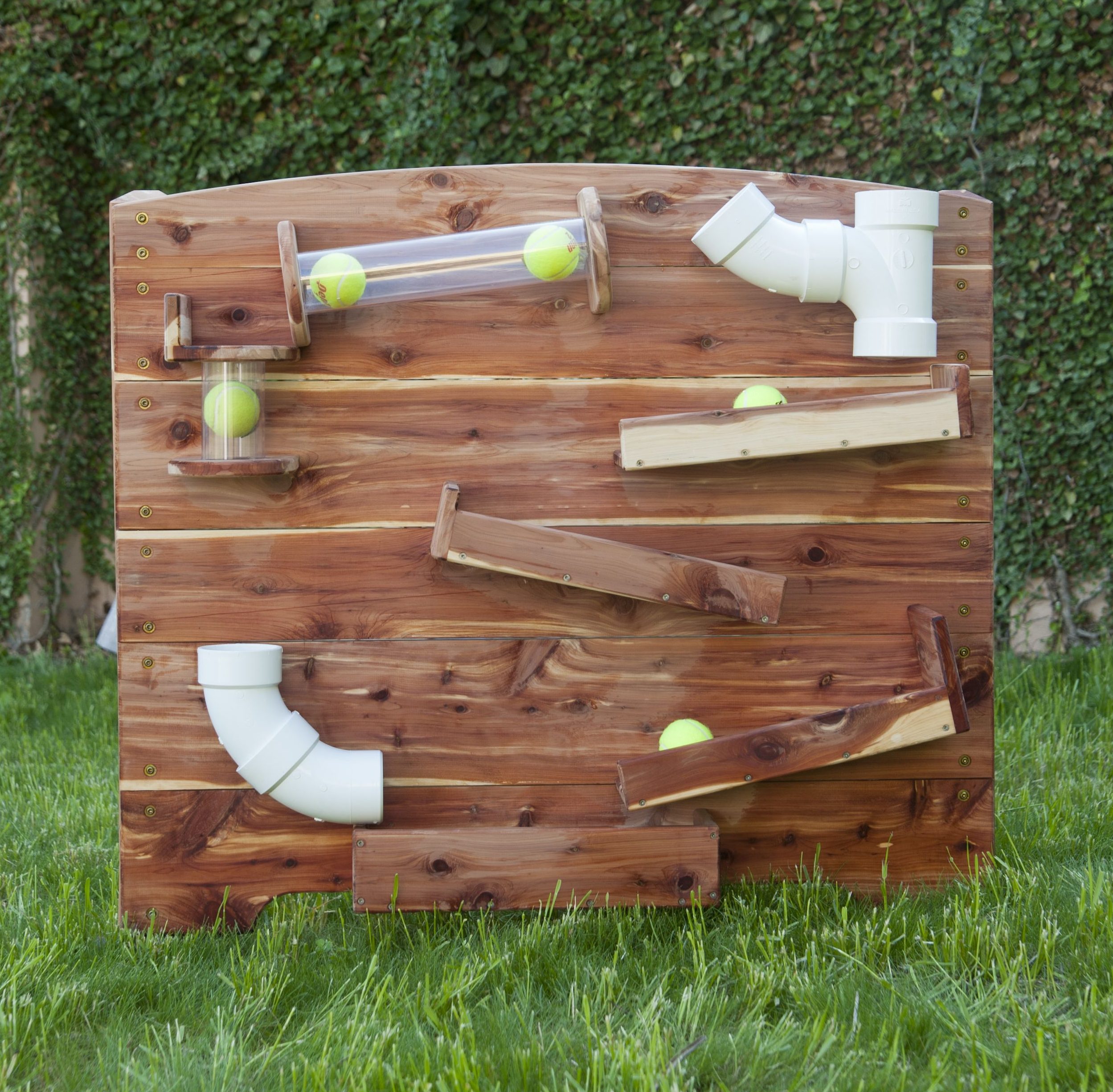 DIY backyard ball run made from plywood