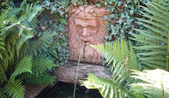 Stunning garden fountain with water spouting face