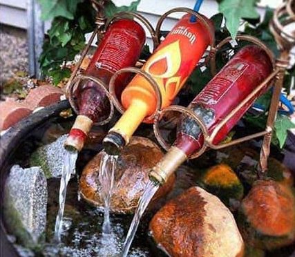 Recycled bottles fountain