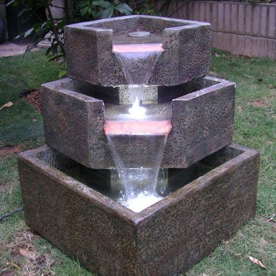 Stacked stone fountain