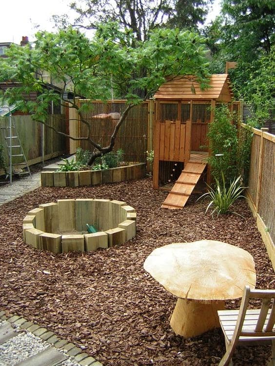 A wooden playground for the kids