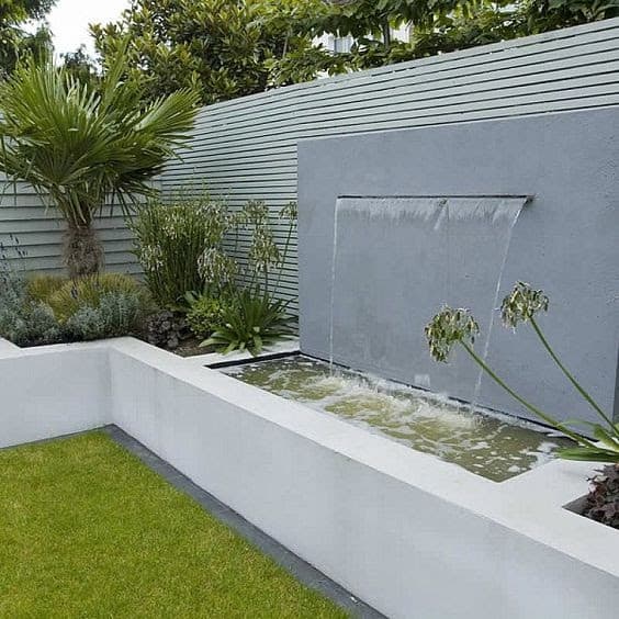 Waterfall and garden bed