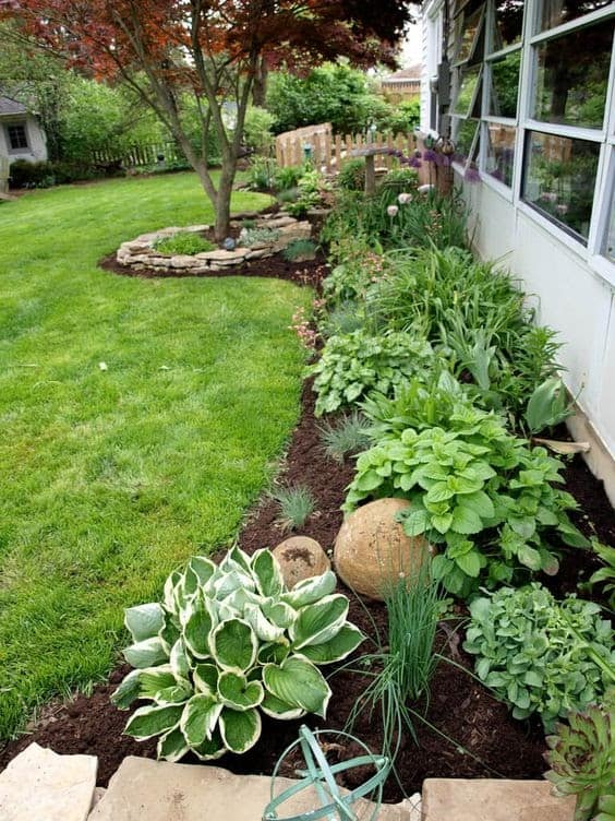 A curved flower bed