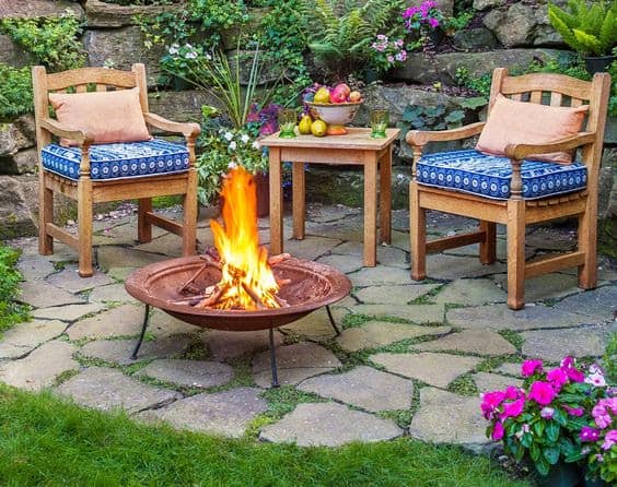 Rock garden and fire pit