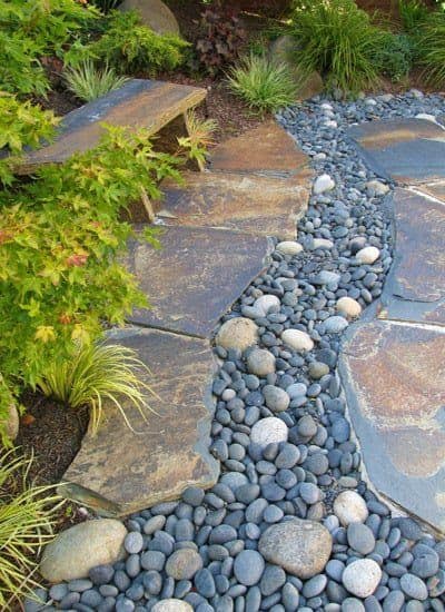 Dry creek bed made from stones