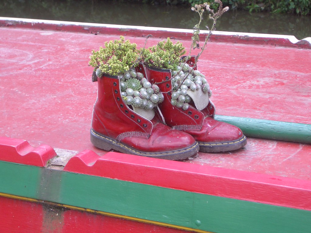 Red boot succulent planters
