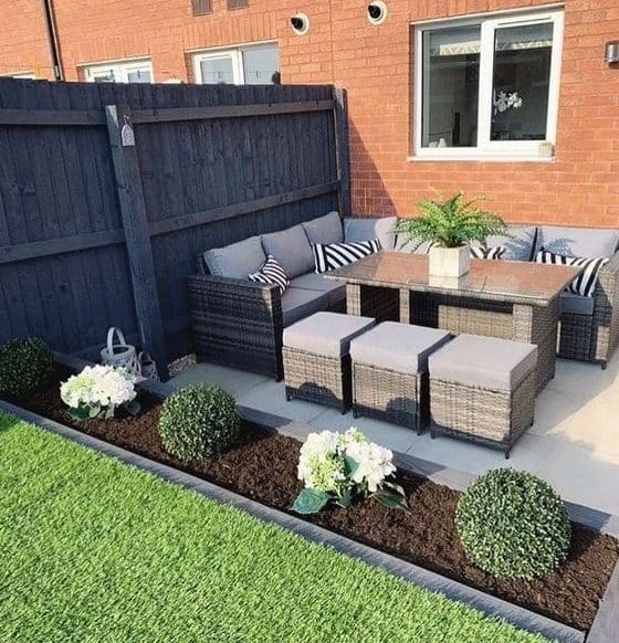 Small patio with L-shaped couch