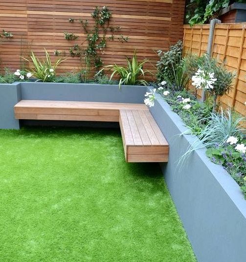 Garden beds and corner bench