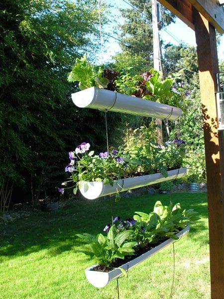 Hanging pipe planters
