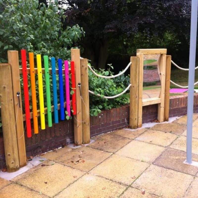 A giant, colourful outdoor xylophone