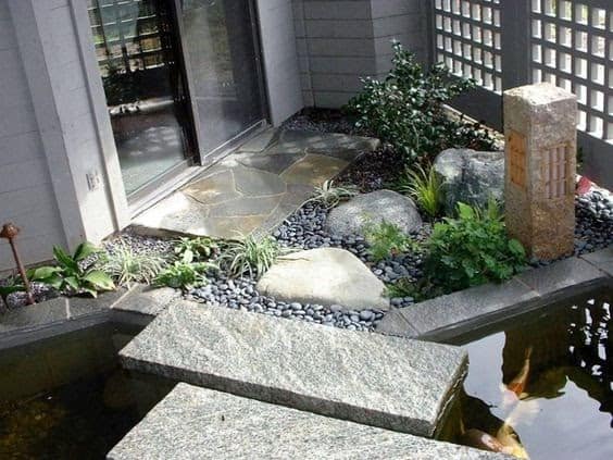 Zen entrance with pond