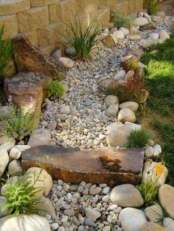 A dry creek of pebbles