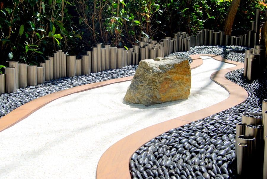 Zen garden style with a sandpit