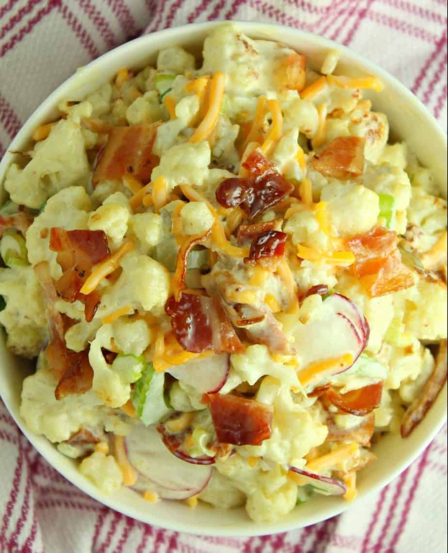 A bowl full of cauliflower salad