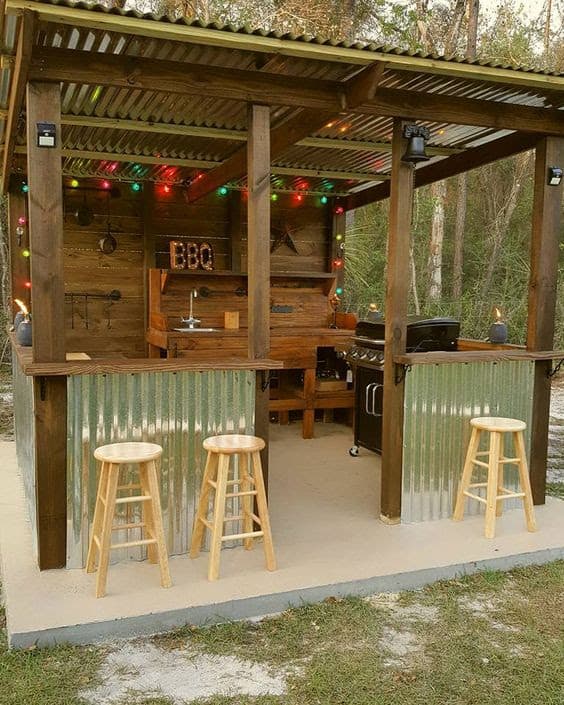 DIY huge BBQ shack with a bar area