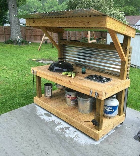 DIY small BBQ station with countertop