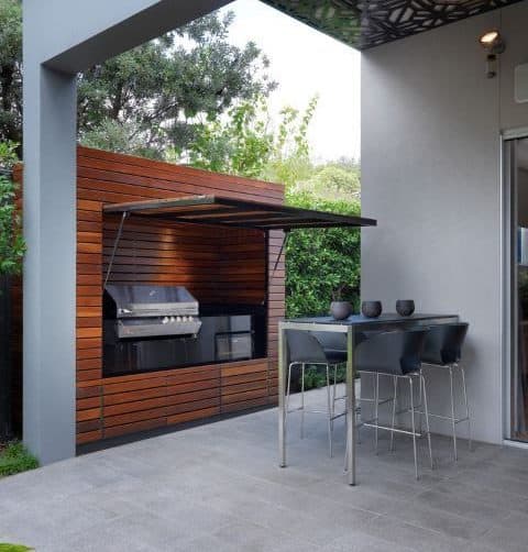 Modern BBQ shed station with a foldable door