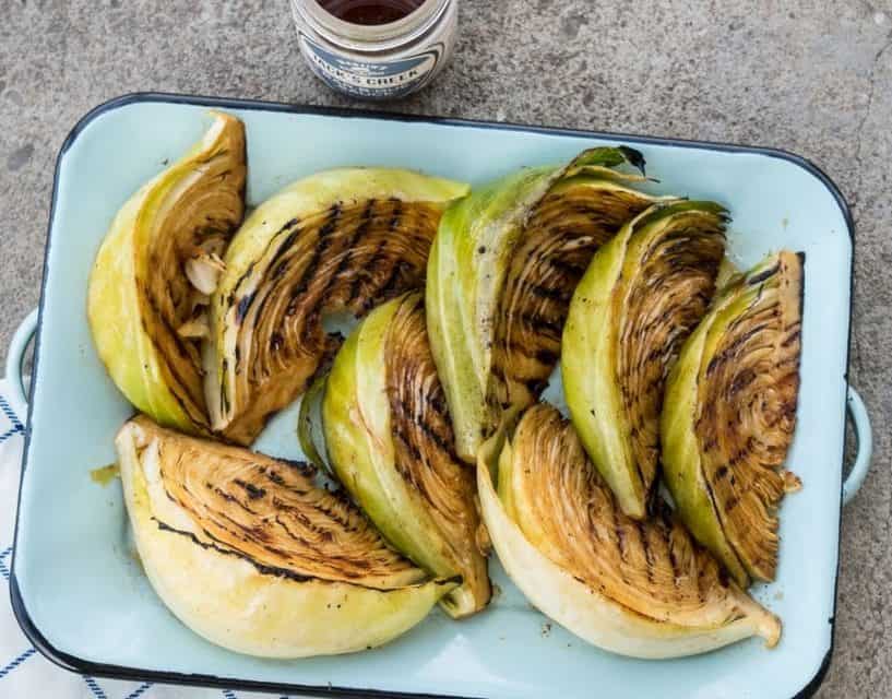 Marinated grilled cabbage