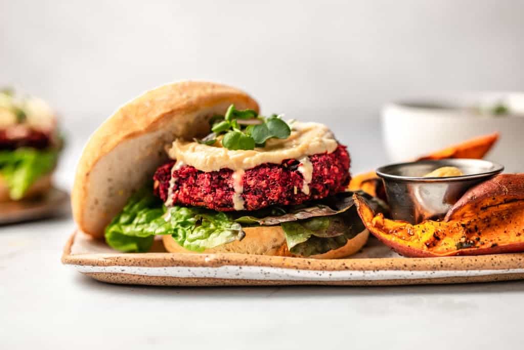 Beetroot burger full of flavour and plant-based protein