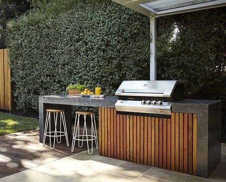 Simple BBQ and bar with one grill and two stools