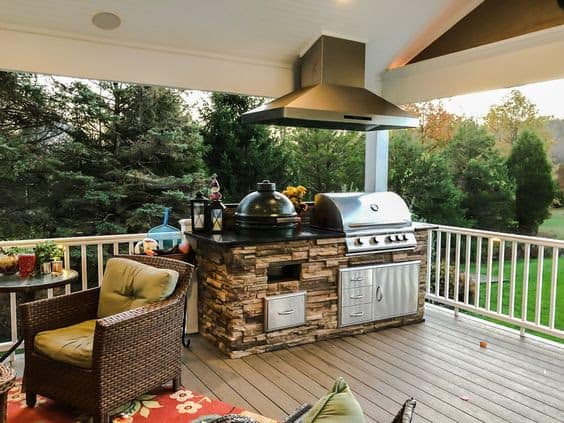  BBQ area on a wooden patio deck