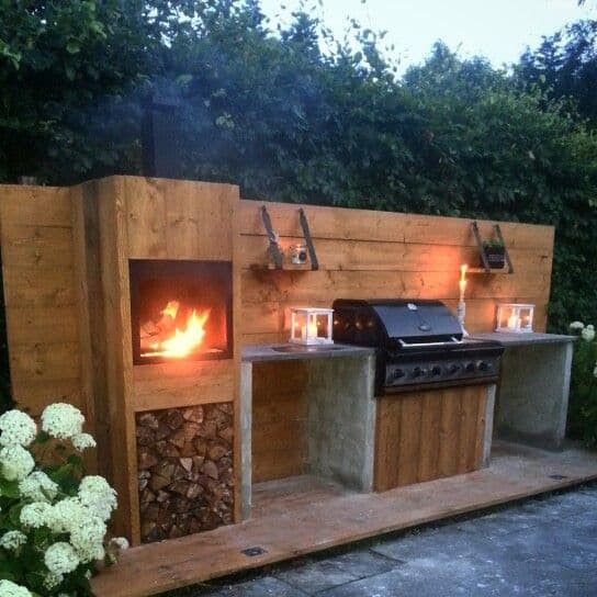 BBQ and fireplace area in one place