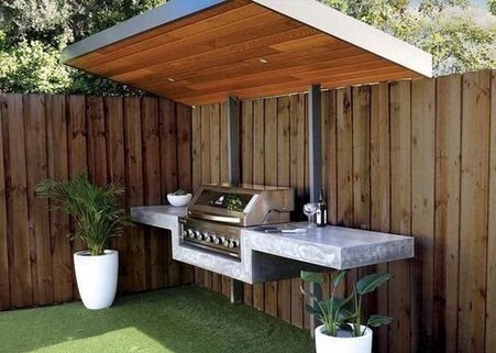 A garden BBQ area made with modern, freestanding aerial marble design