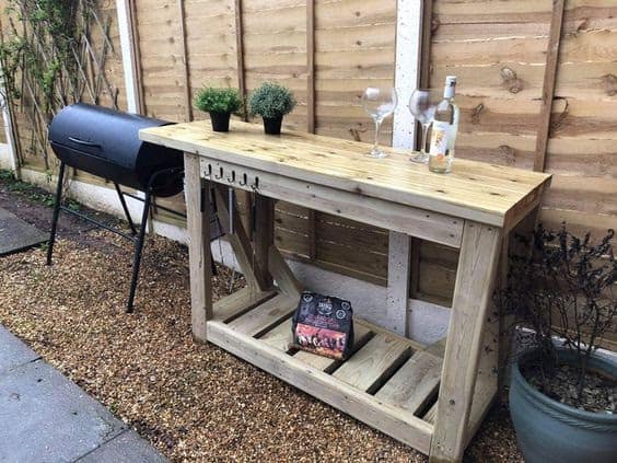Simple wooden table for BBQ