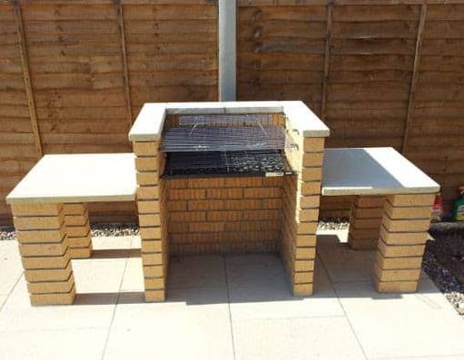 DIY brick BBQ with tables