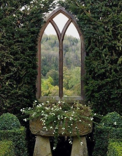 Garden with a vintage style window