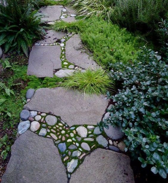 Appealing stone and pebble garden path