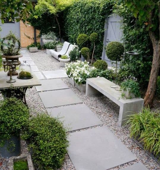 Grey stones that bring a contemporary feel to a backyard