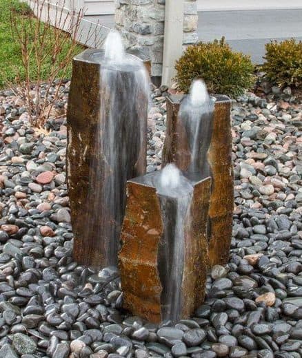 Basalt fountain with pebbles