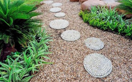 Stepping stones made from small pebbles