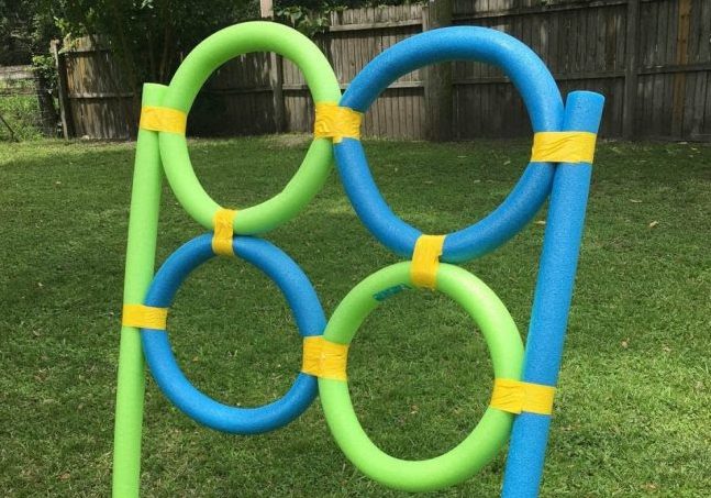 Blue and green pool noodle targets