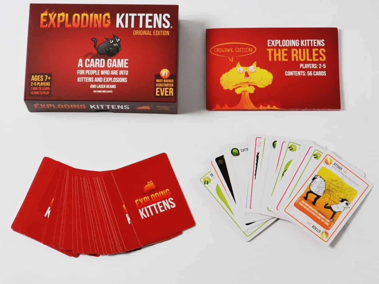 A box of exploding kittens card