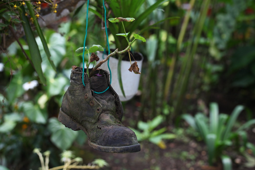 Hanging boot planter