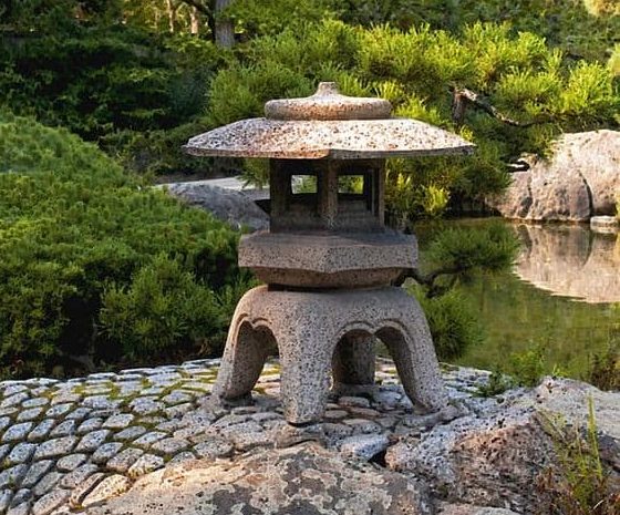 Stone pagodas as garden decorations