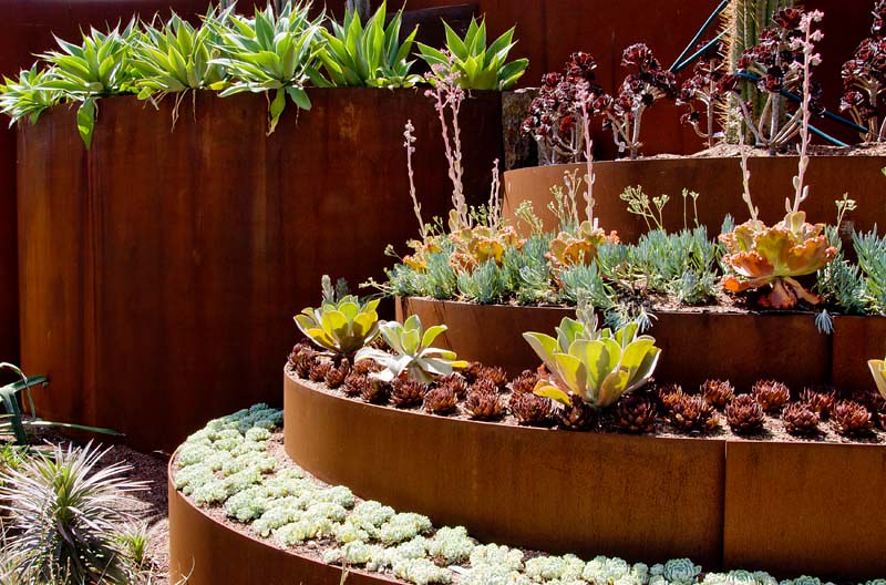 Tiered succulent porch display