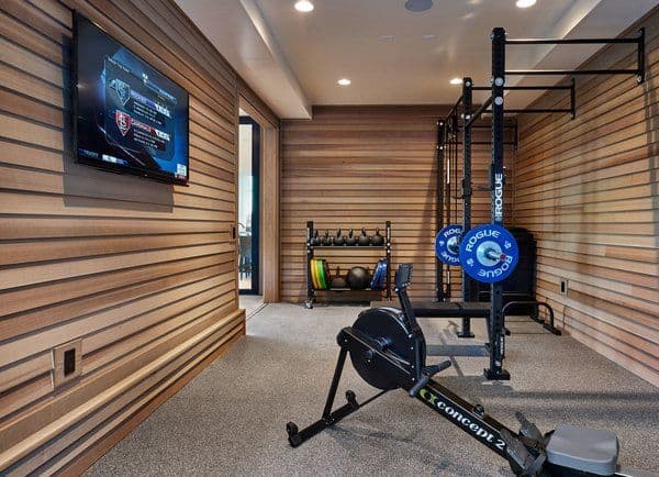 A garden fitness centre with TV