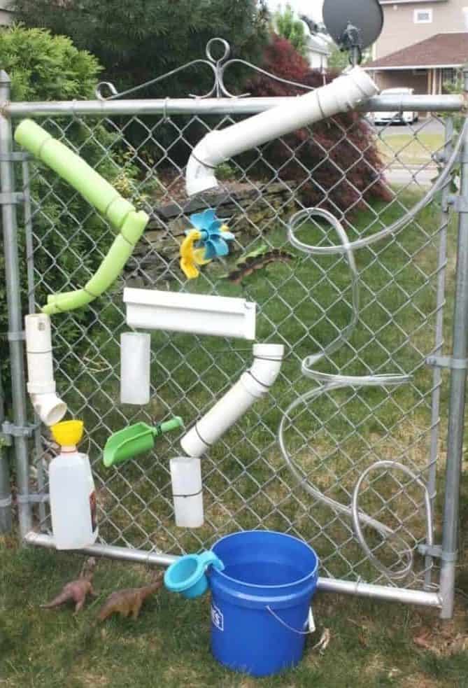 DIY water wall on fence
