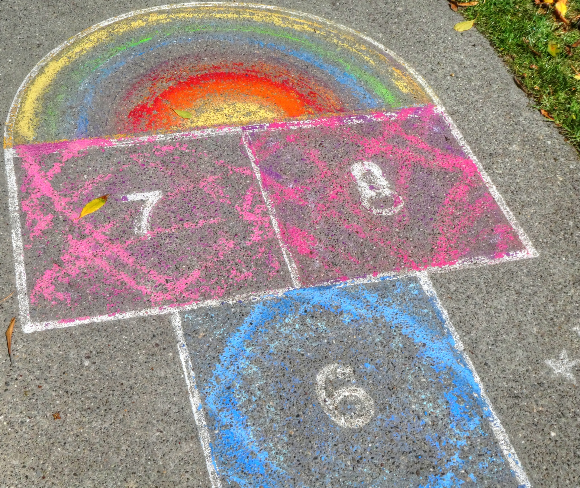Hopscotch with rainbow doodles