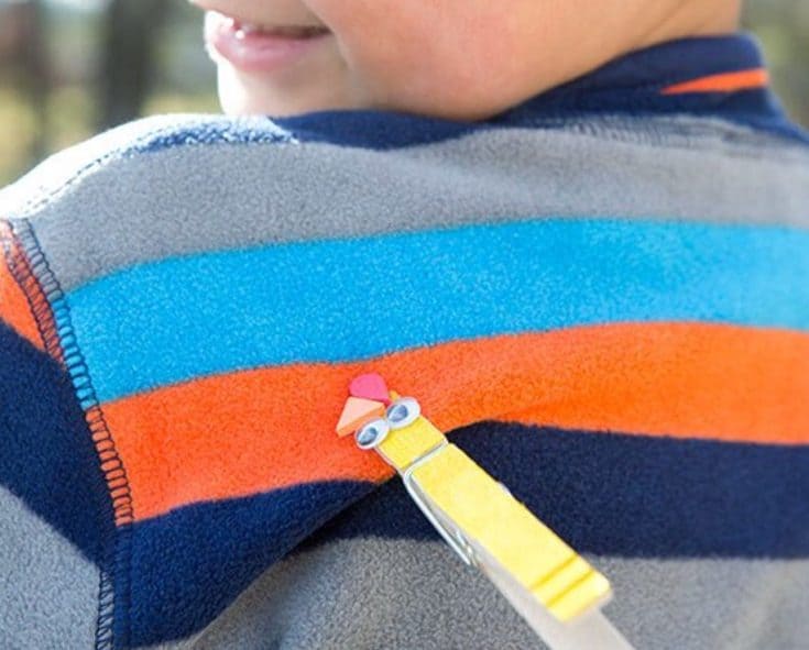 A clothes pin used for clothespin tag game