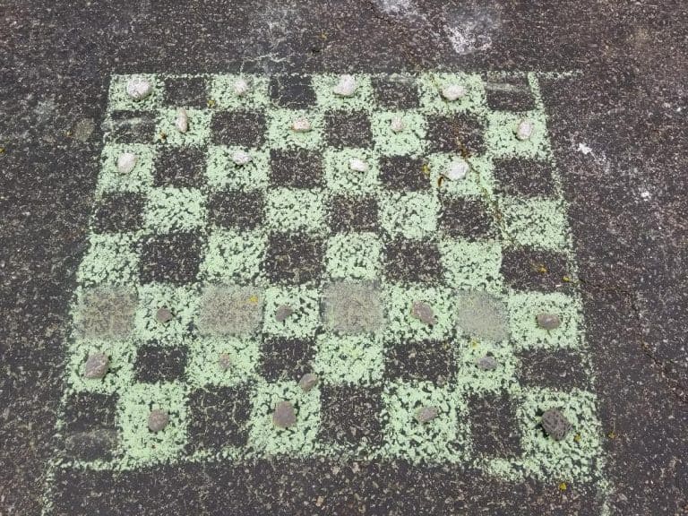 Chalk checkers on the floor