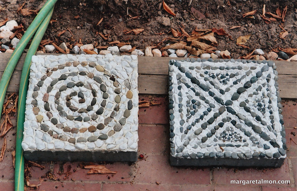 DIY pebble mosaic stepping stones