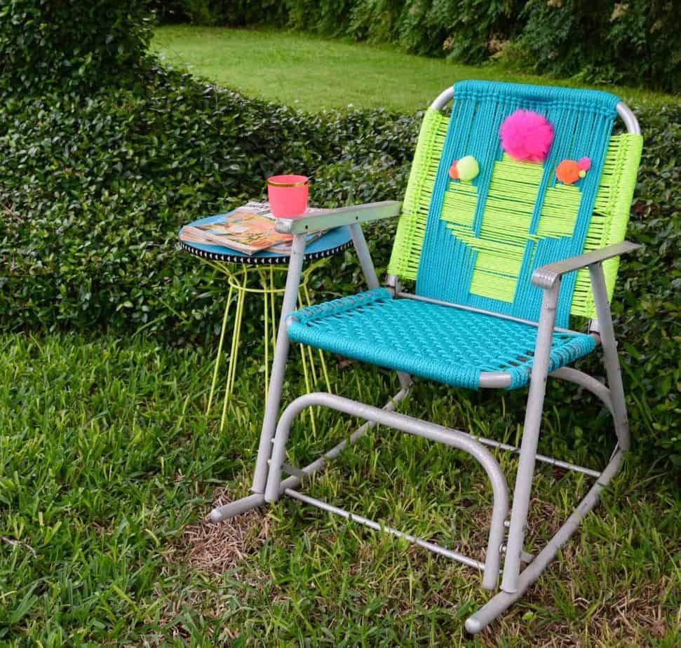 Colourful woven lawn chair