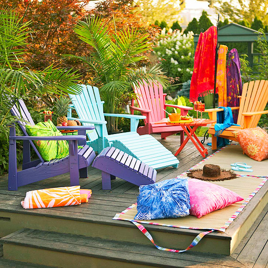 Adirondack chairs in bright colours