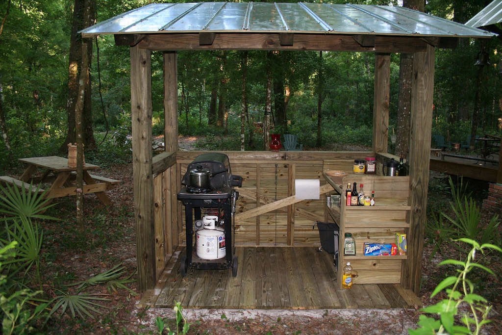 BBQ shack shelter in a campsite